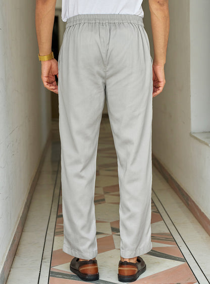 Megh Grey Cotton Blend Trousers