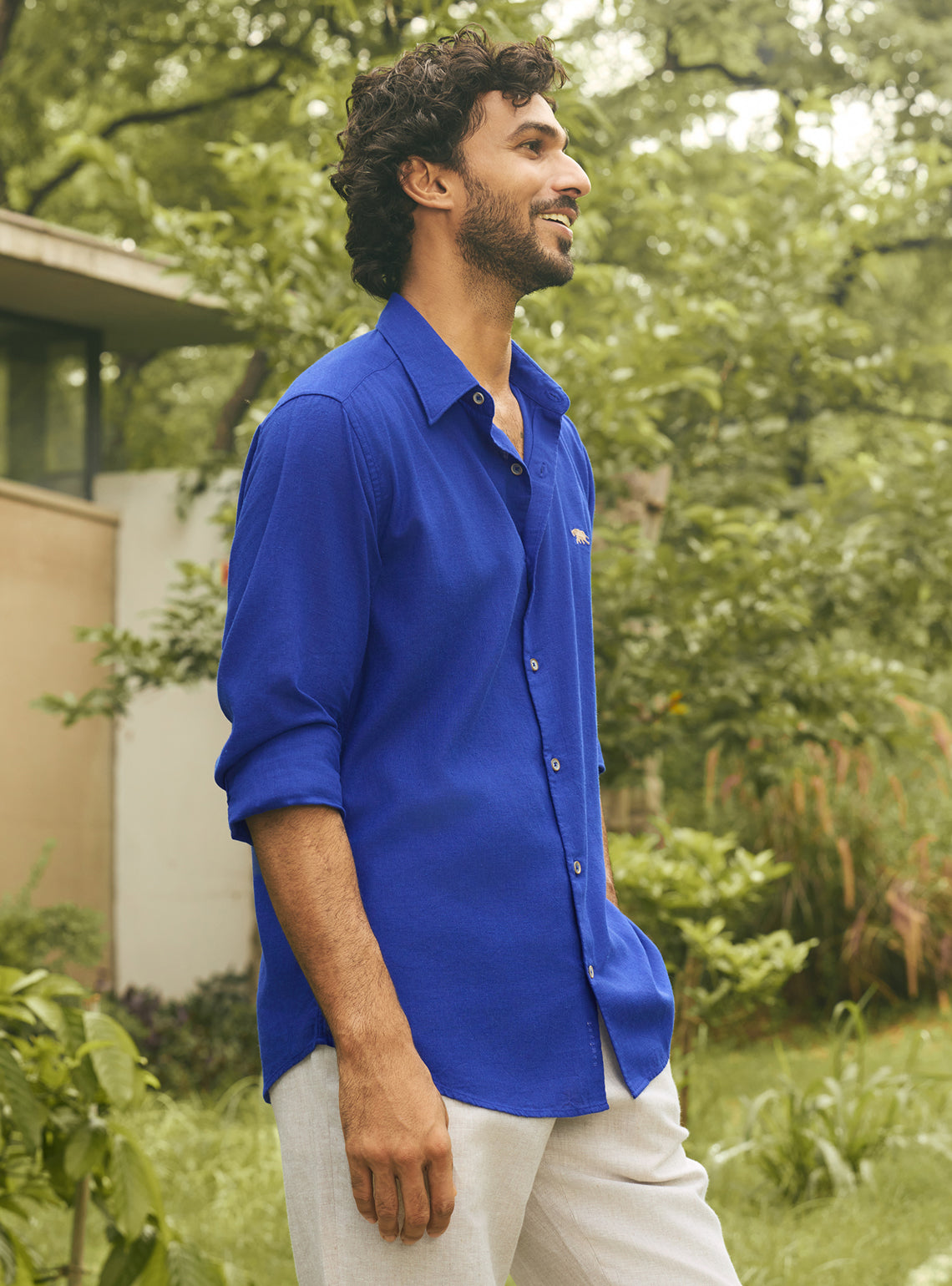 Azure Blue Lyocell Linen Shirt