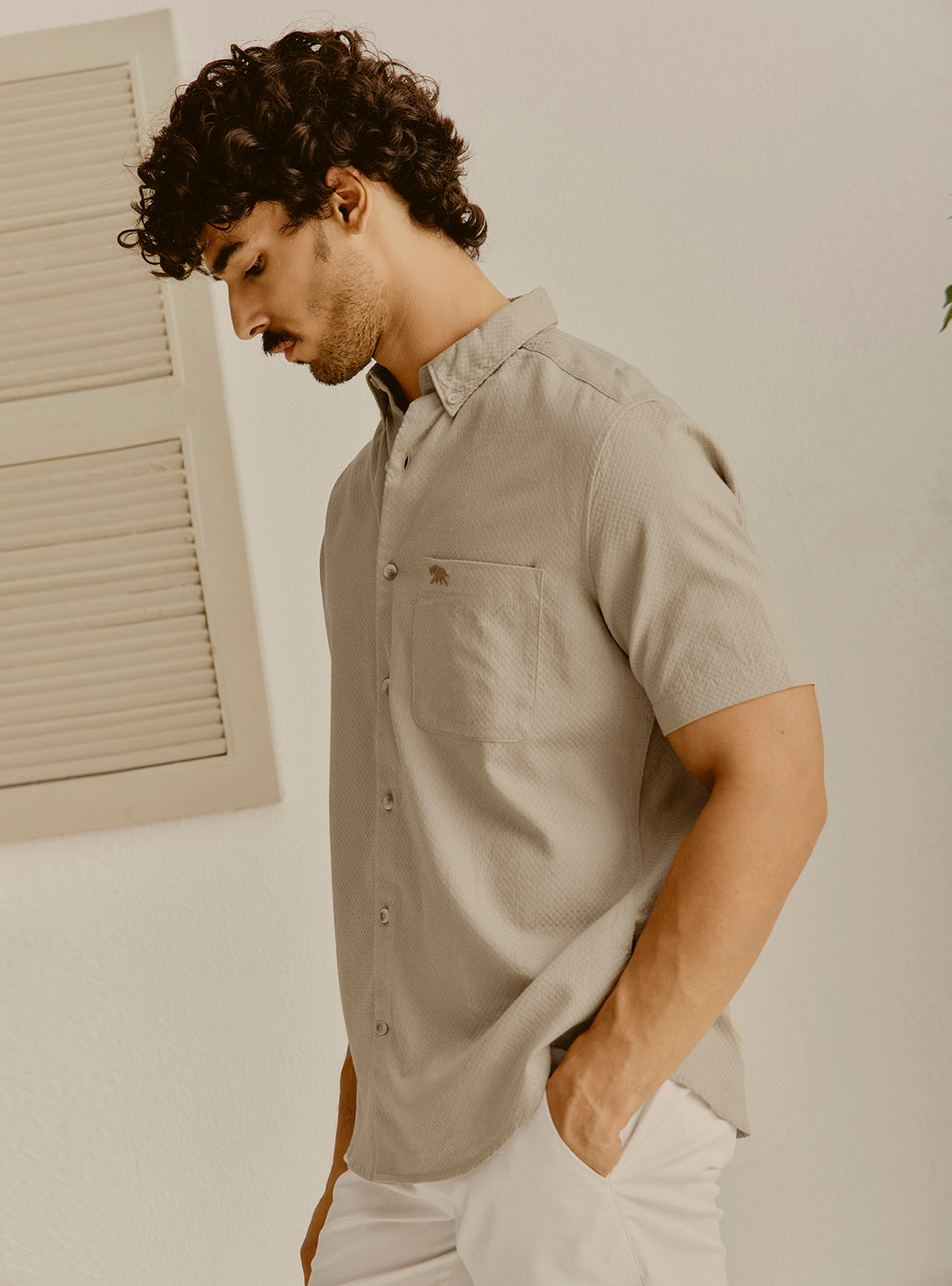 CinqueTerre Khaki Cotton Shirt