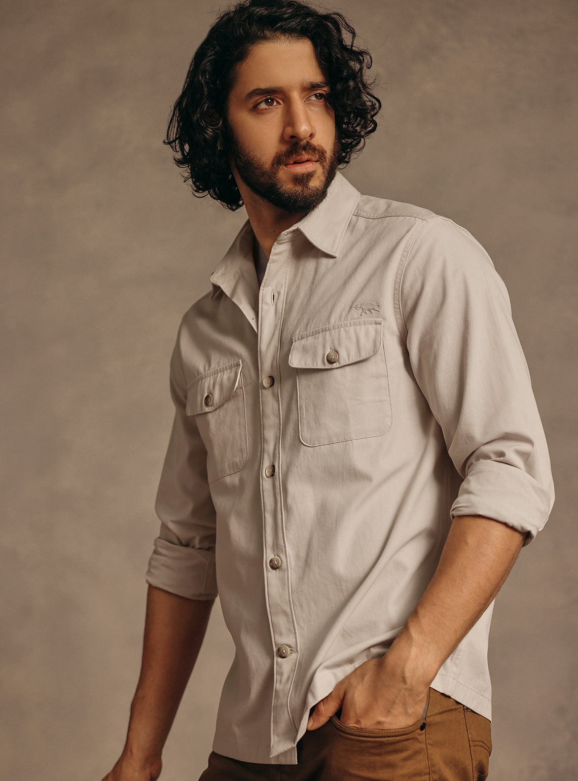 Khaki Tide Cotton Canvas Overshirt