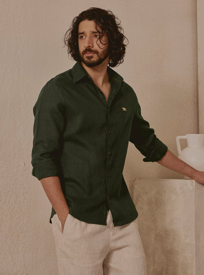 Kelp Olive Linen Shirt