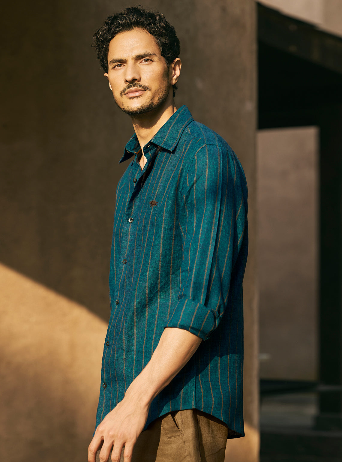 Breeze Teal Stripe Linen Shirt