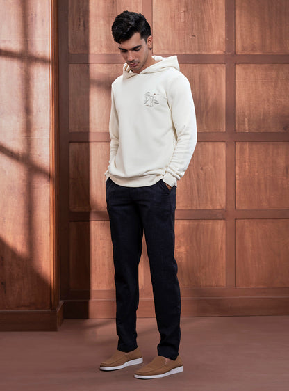 Vista White Cotton Blend Hoodie