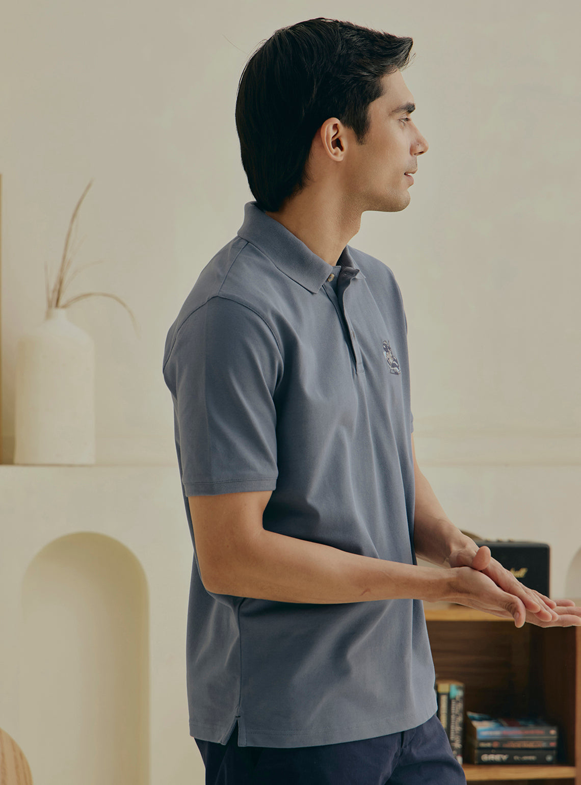 Juniper Grey Cotton Pique Polo