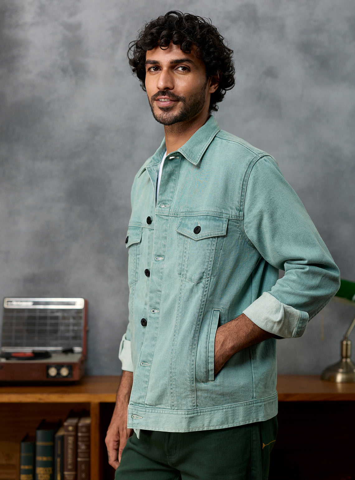 Club Green Cotton Blend Denim Jacket