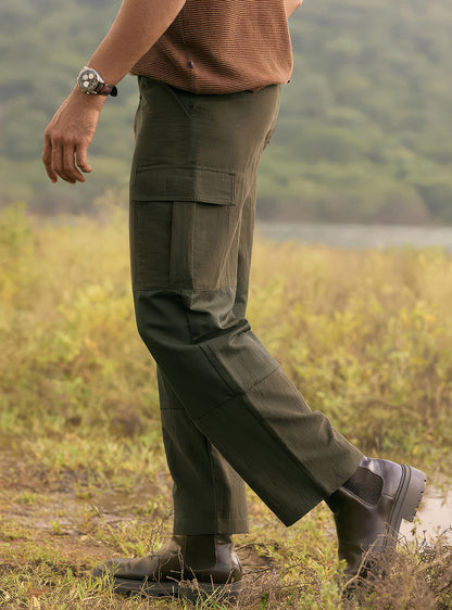 Moss Brown Cotton Blend Cargo