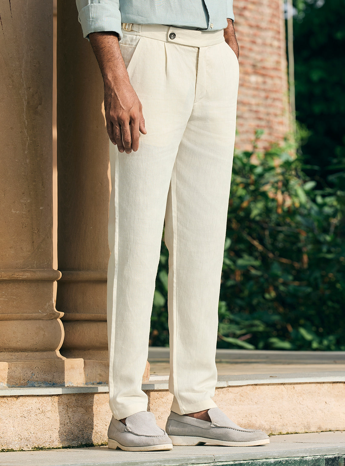 Cream European Linen Pant