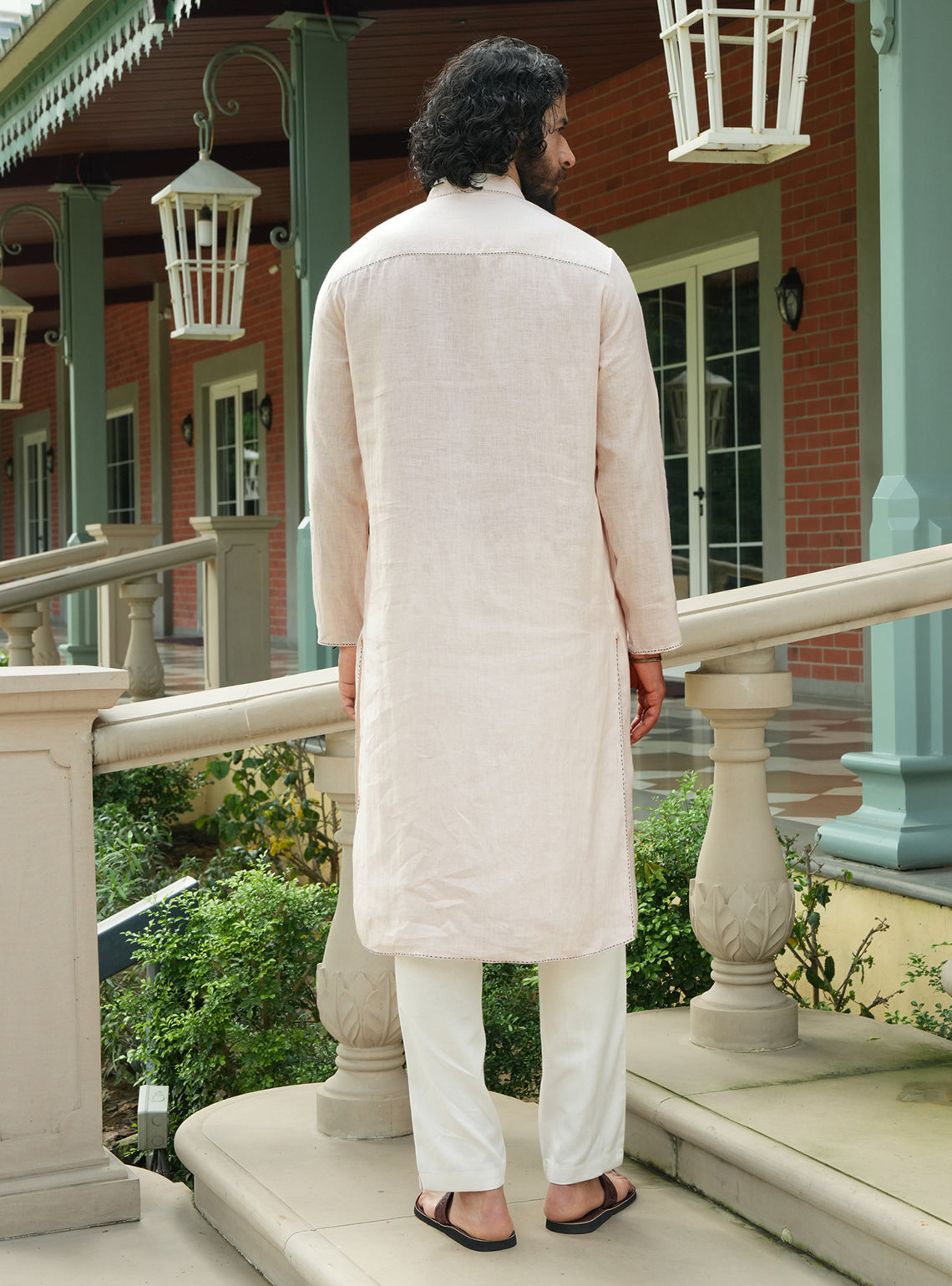 Dhav Beige Linen Kurta