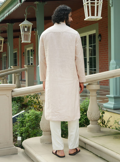 Dhav Beige Linen Kurta