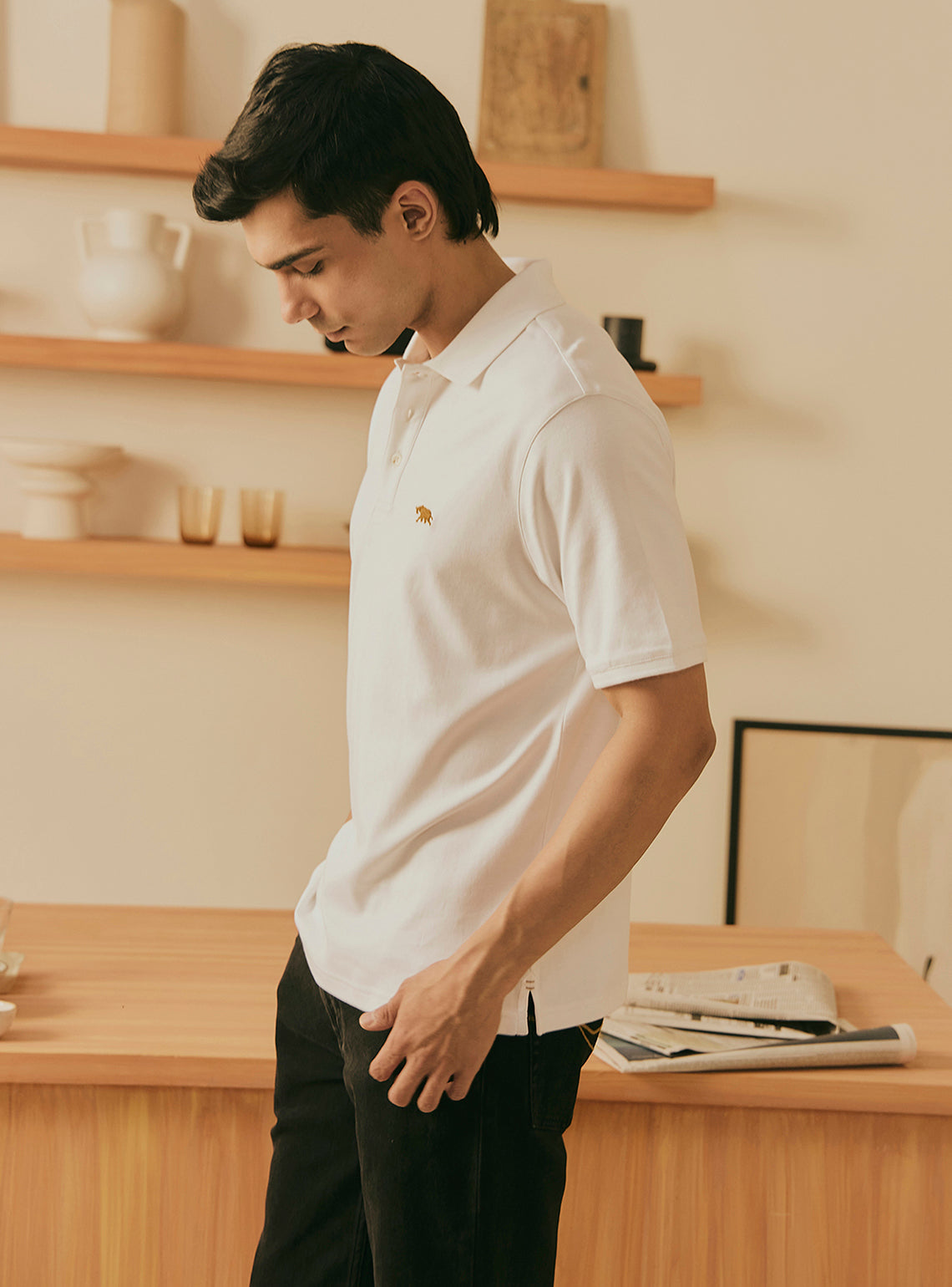 Cream White Supima Cotton Polo
