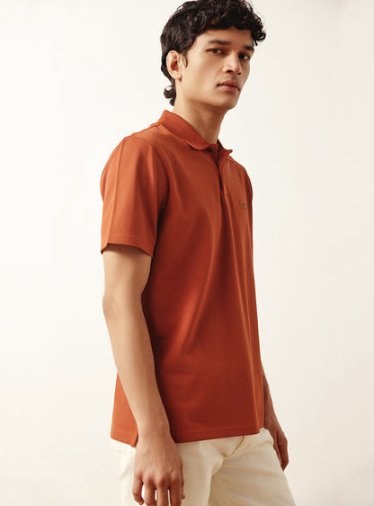 Volcano Rust Cotton Lycra Pique Polo