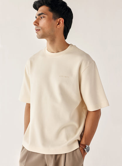 Vanilla White Cotton Blend Crew