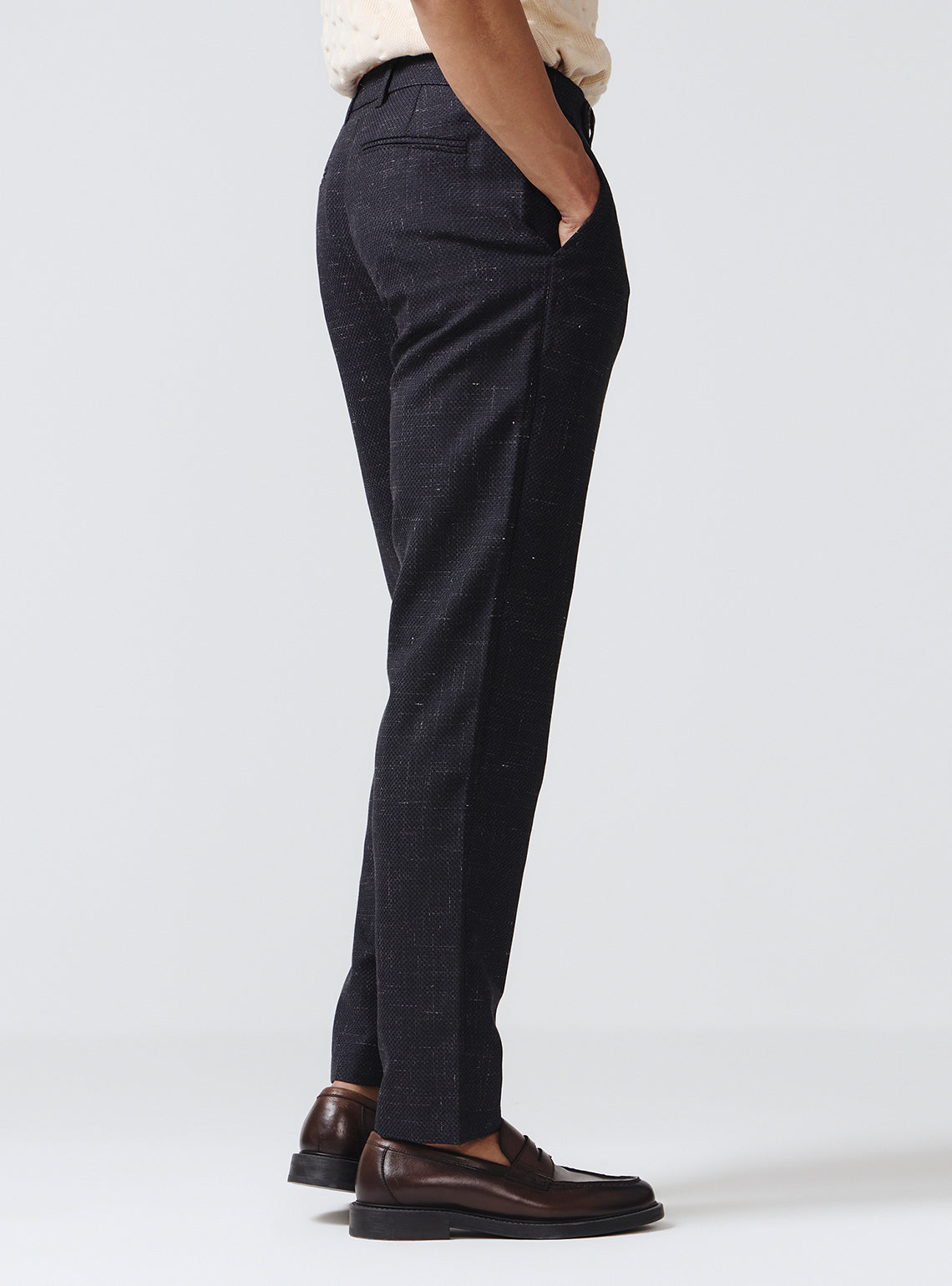 Vulcan Navy Wool Blend Trousers