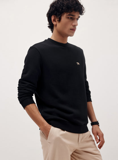 Onyx Black Cotton Blend Sweatshirt