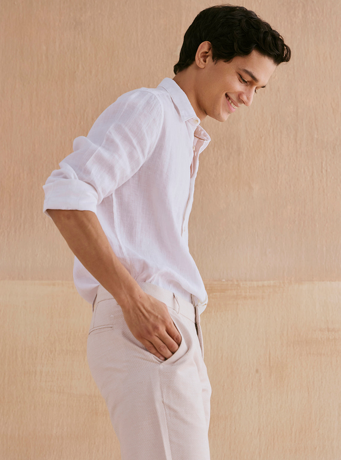 Martini White Linen Dobby Stripe Shirt