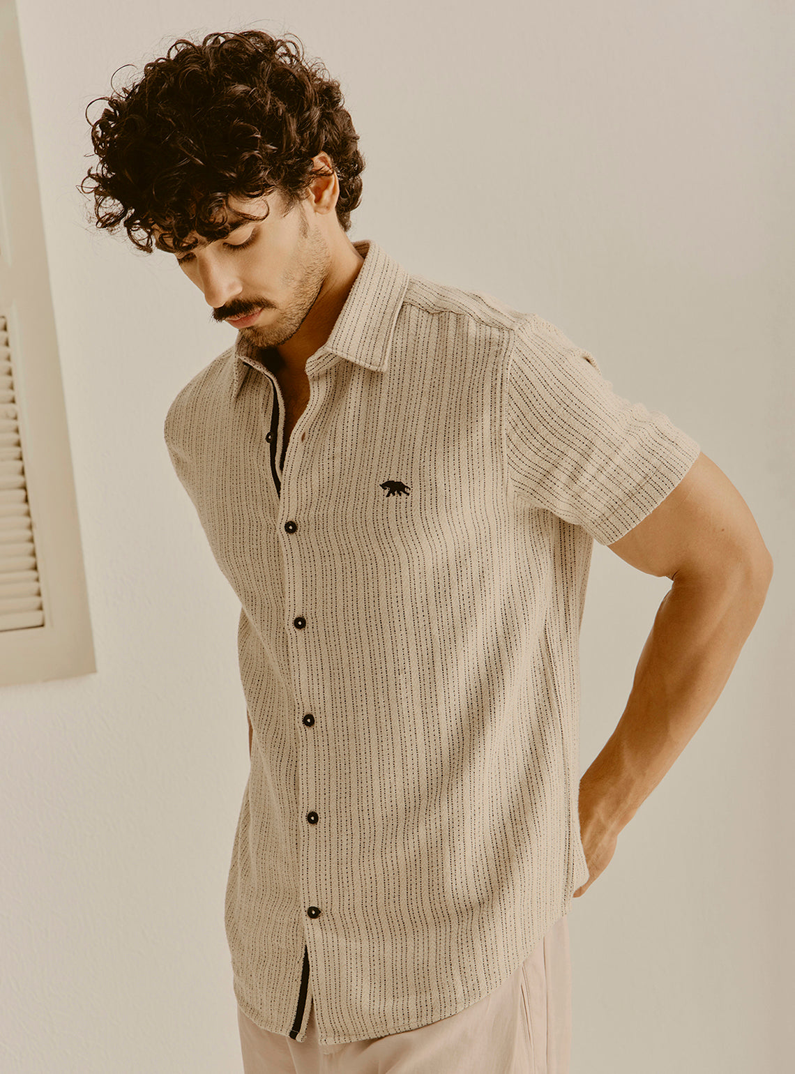 Limassol Khaki Cotton Linen Shirt