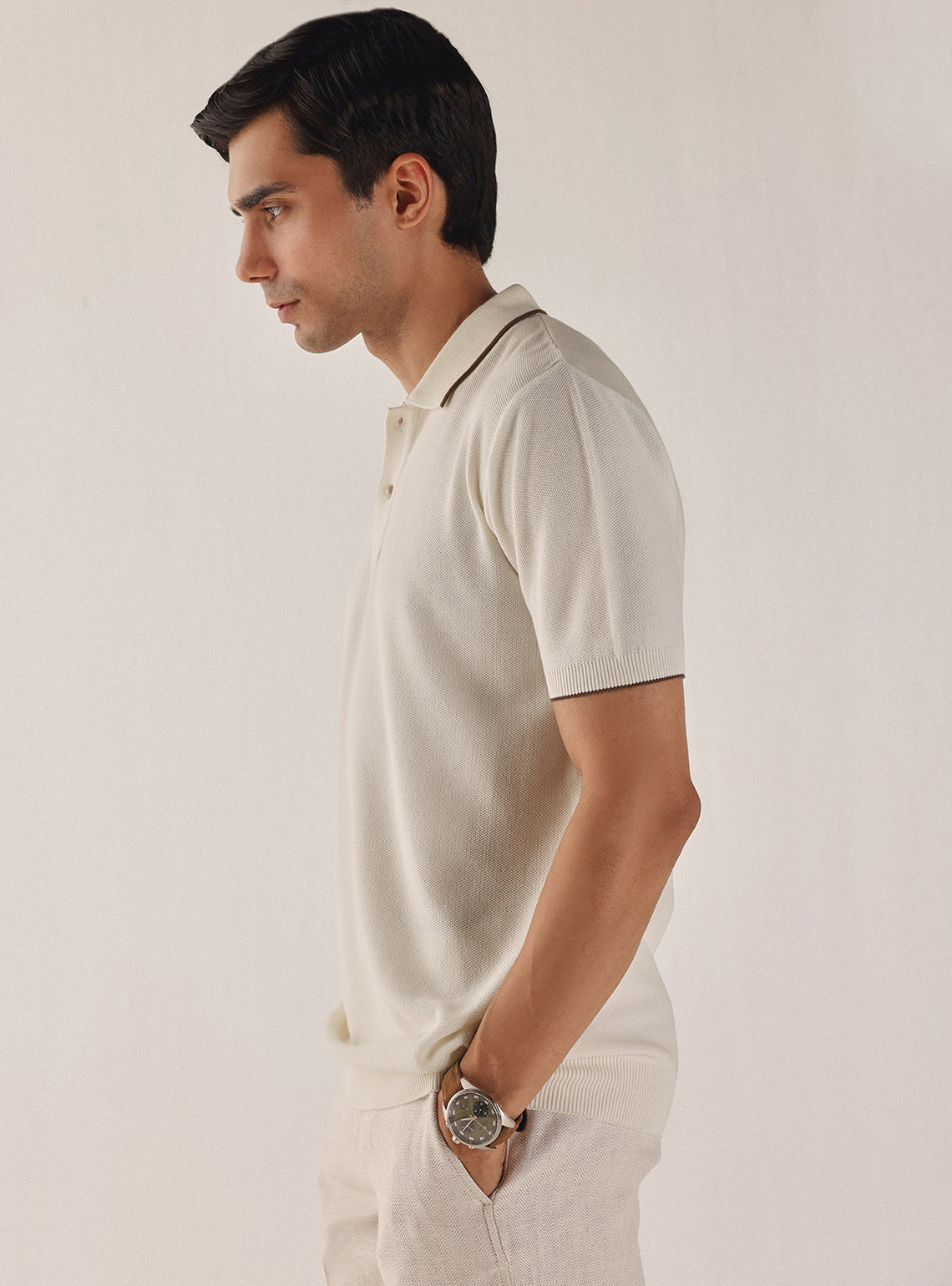 Malta White Cotton Bamboo Textured Polo