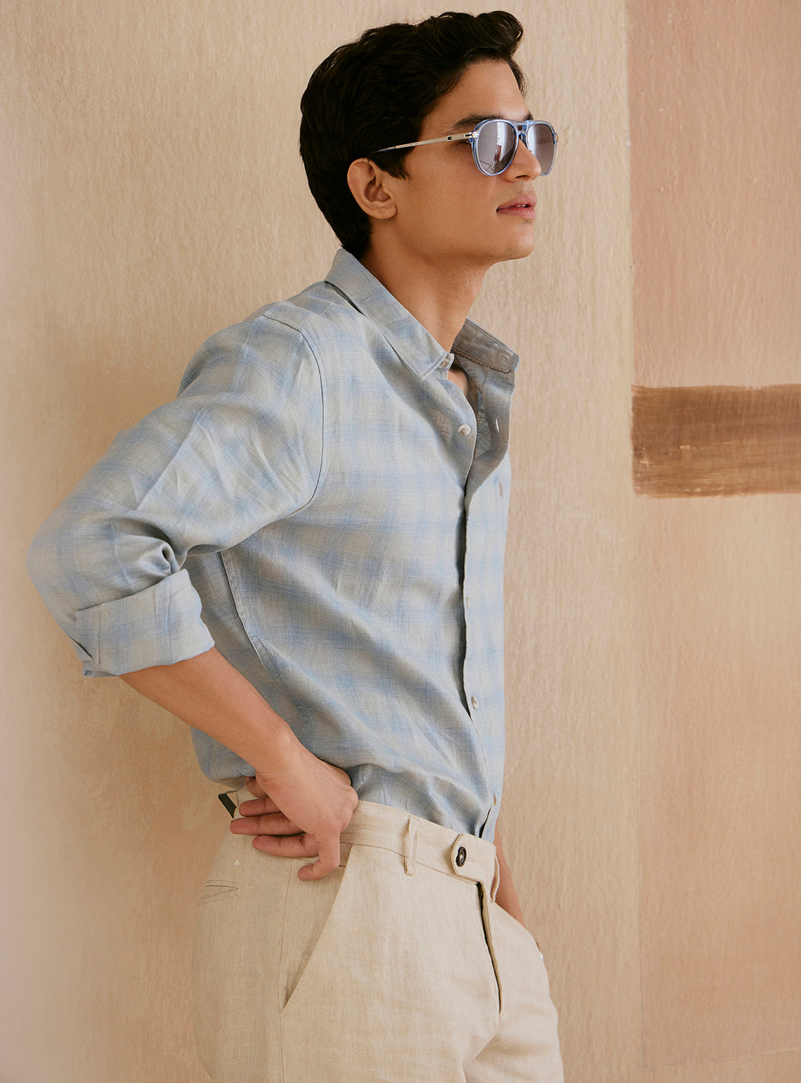 Stardust Grey Check Linen Shirt