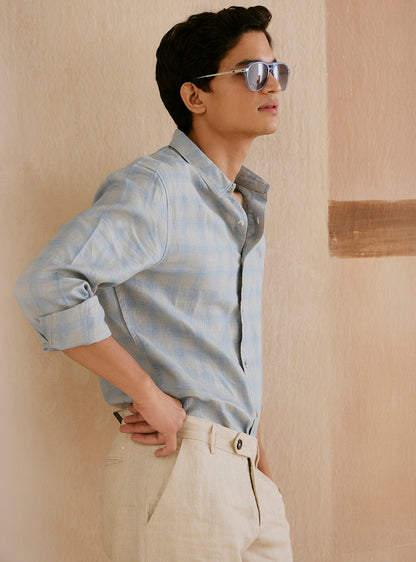 Stardust Grey Check Linen Shirt