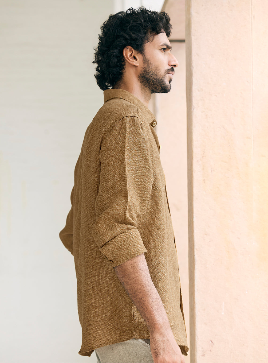 Copper Brown European Linen Shirt