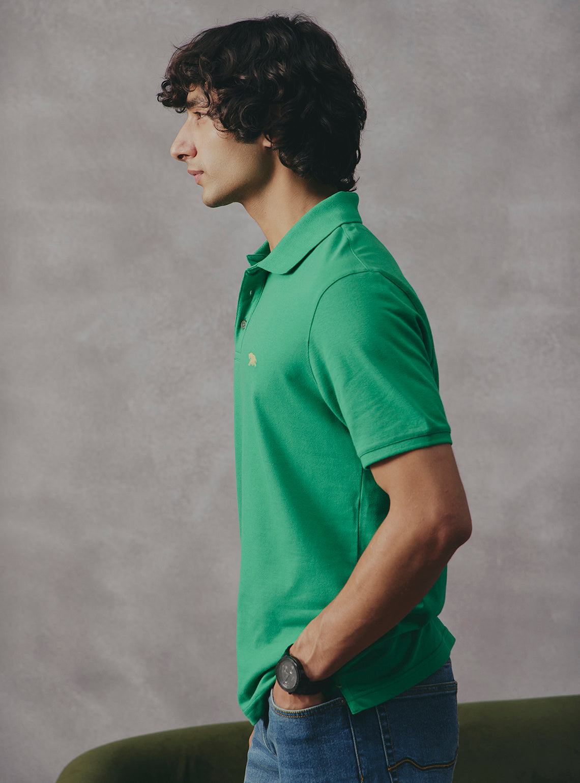 Mint Green Cotton Blend Polo