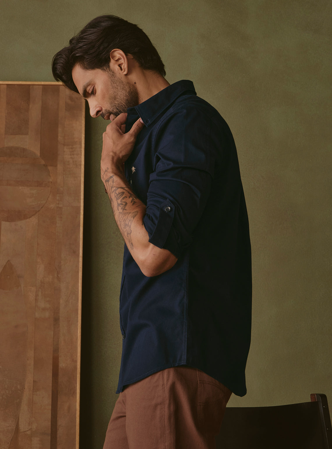 Midnight Navy Cotton Twill Shirt