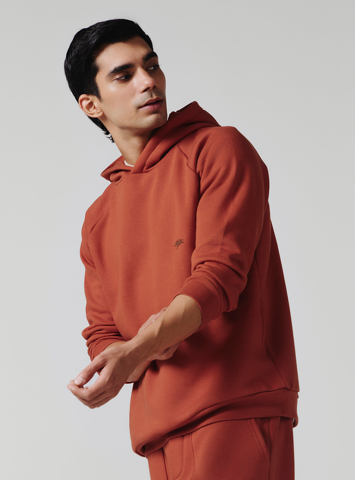 Terracotta Rust Cotton Poly Hoodie