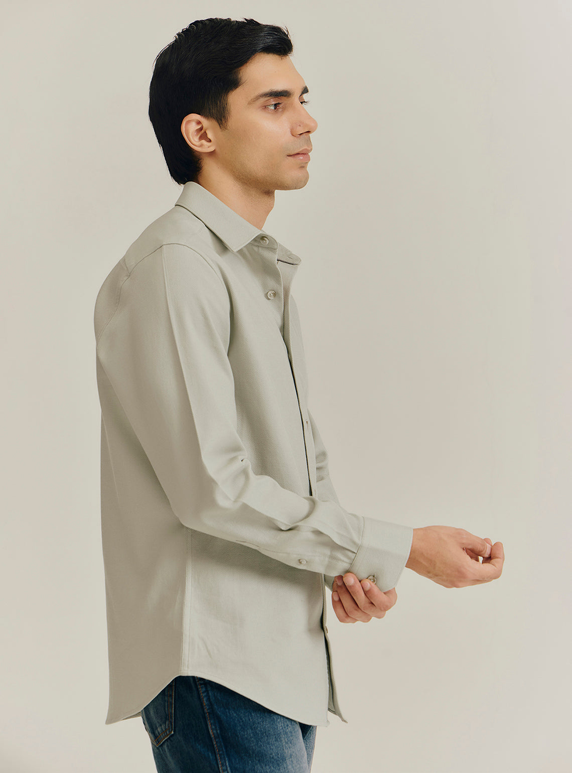Leaf Green Cotton Dobby Shirt