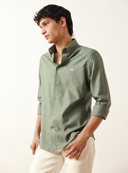 Flint Green Cotton Melange Shirt
