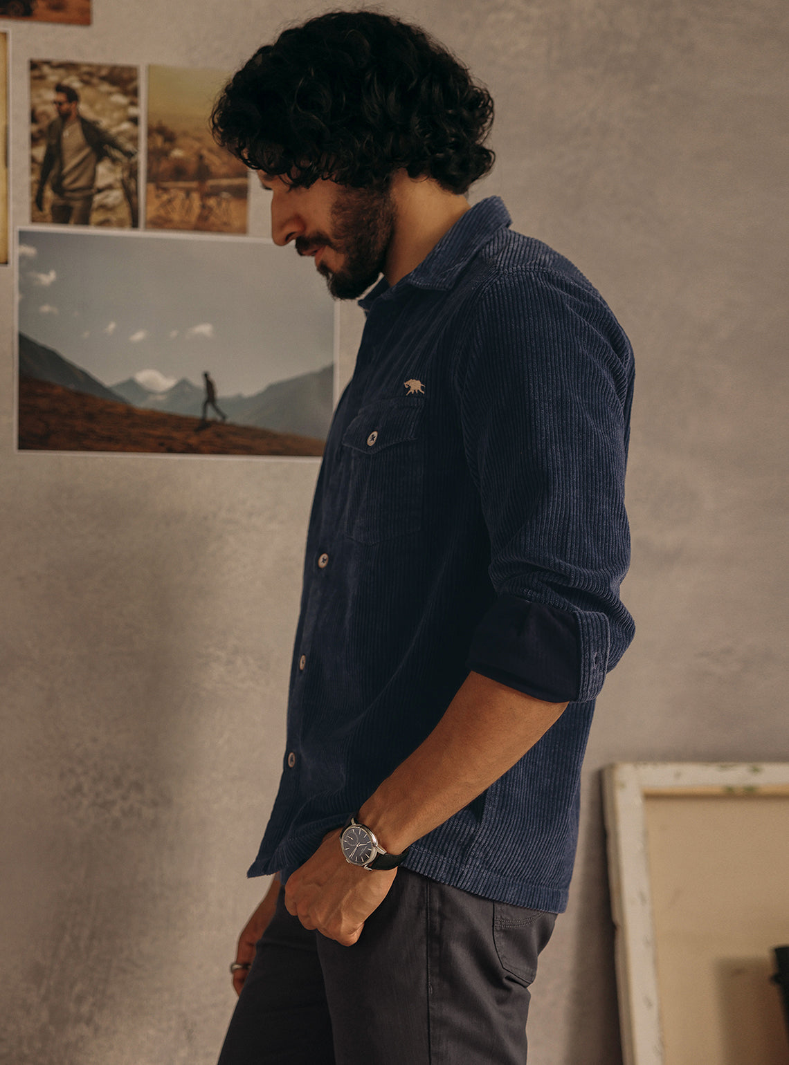 Dark Indigo Poly Corduroy Overshirt