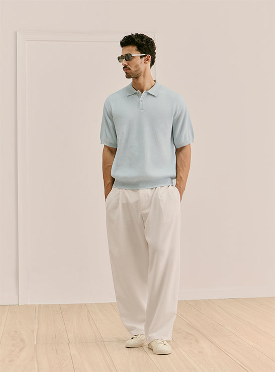 Tidal Bluue Cotton Structured Knit Polo