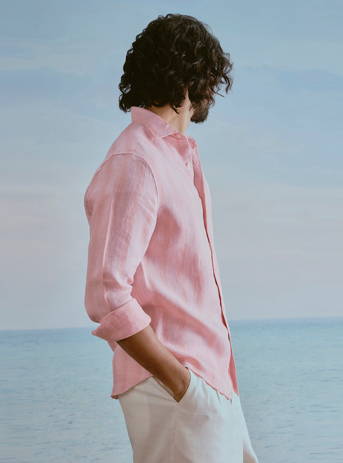 Blush Pink Linen Structure Shirt