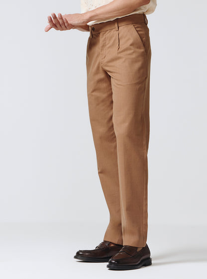 Antique Brown Cotton Melange Trousers