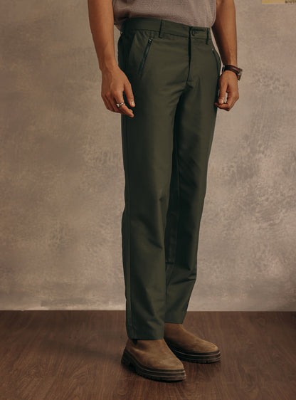 Jungle Olive Poly Twill Trousers