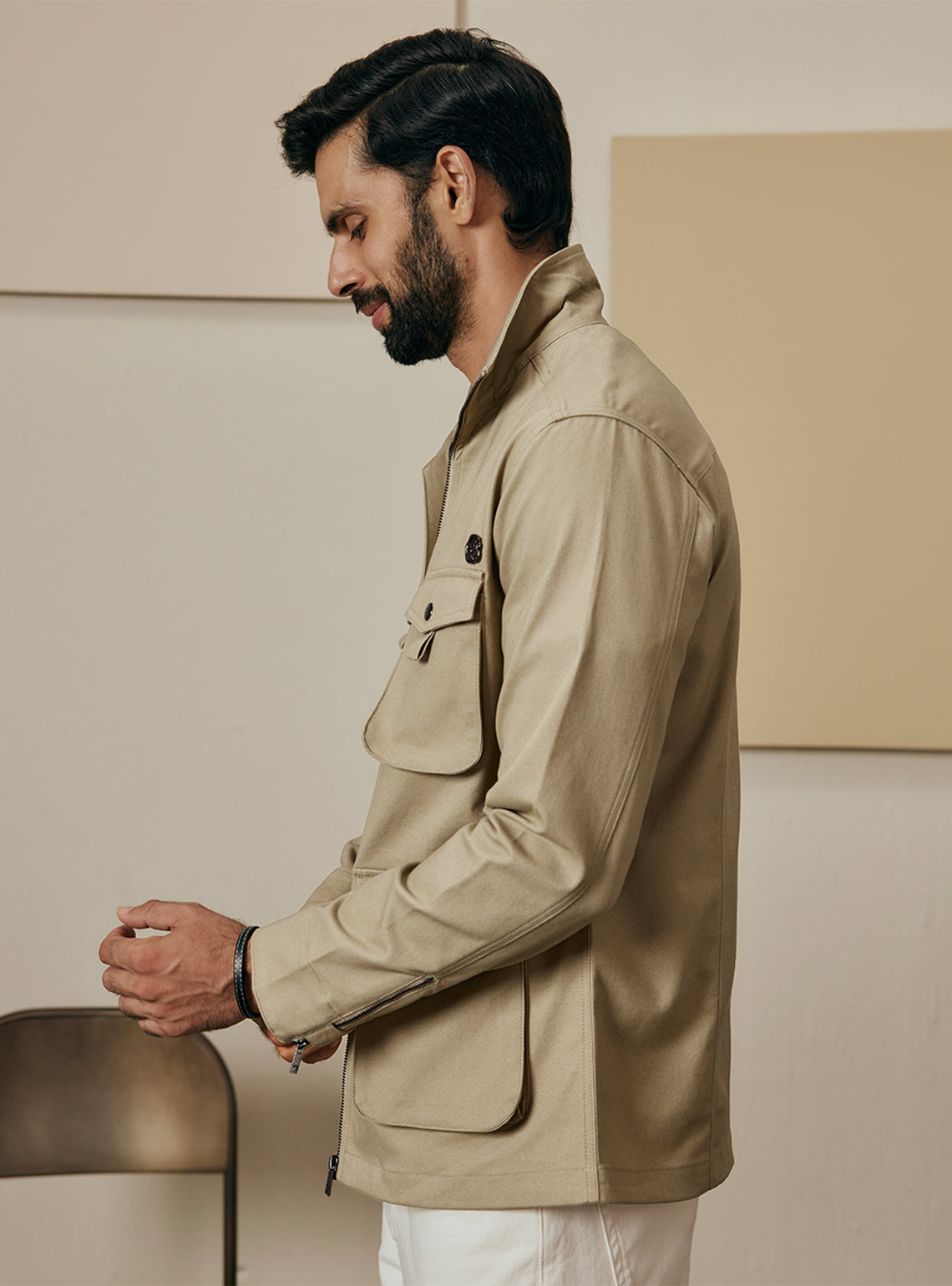 Faded Khaki Cotton Triblend Jacket