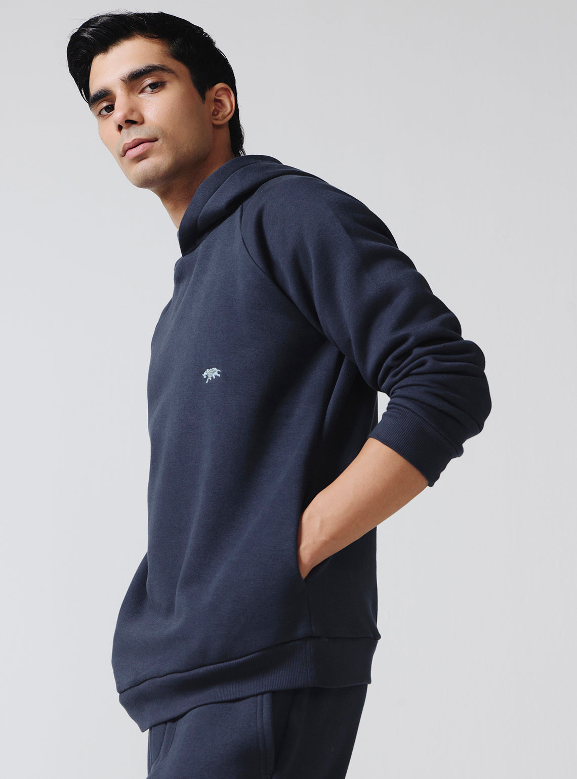 Mirage Navy Cotton Poly Hoodie