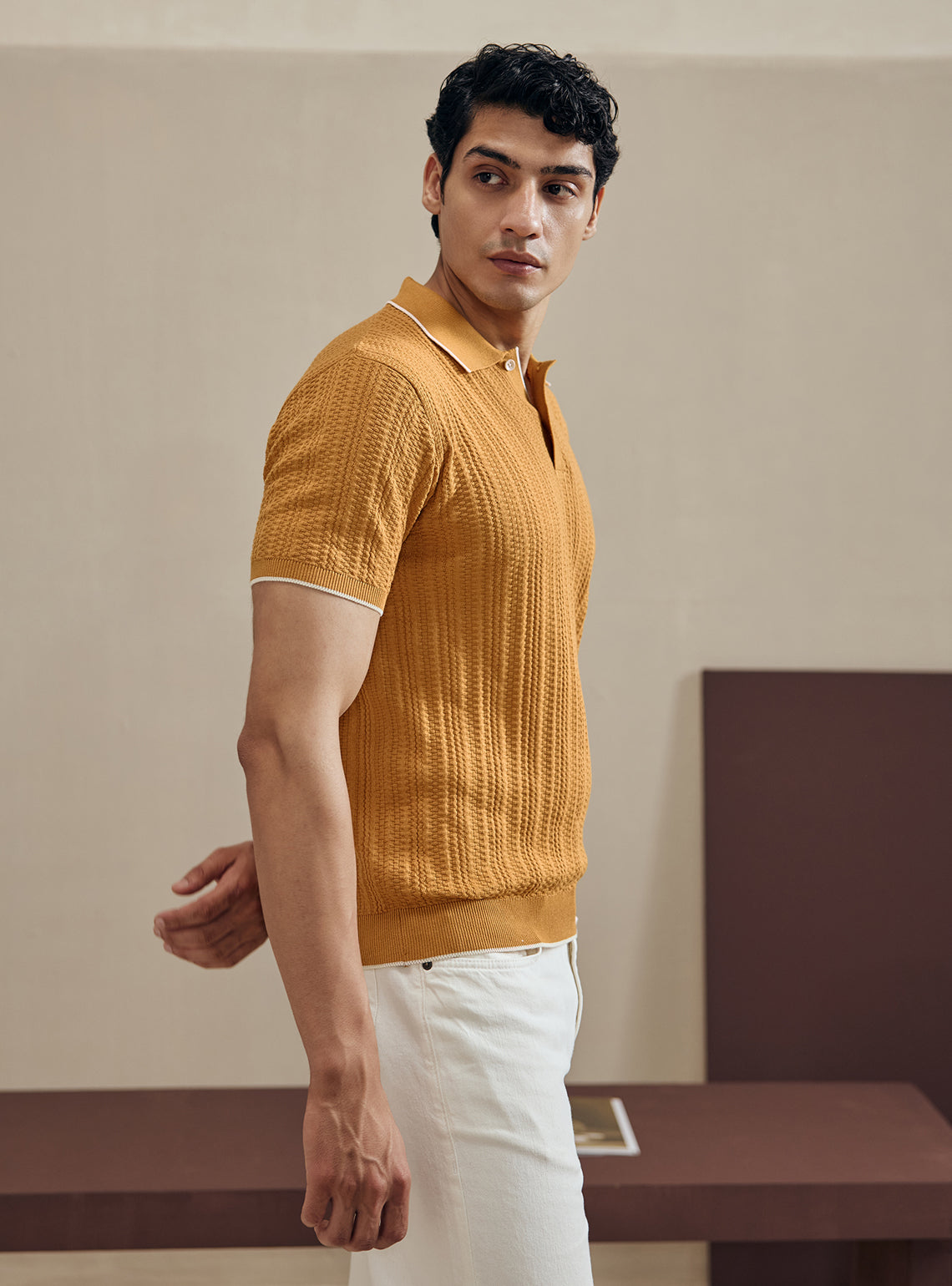 Mustard Yellow Basket Cotton Polo