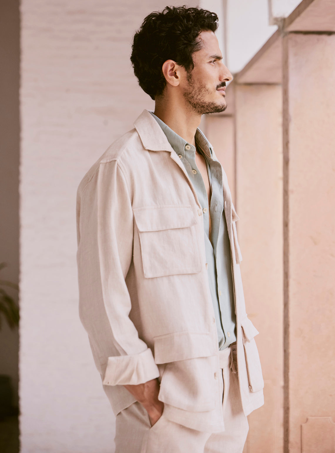 Gallery Beige Linen Jacket