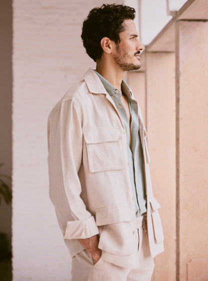 Gallery Beige Linen Jacket