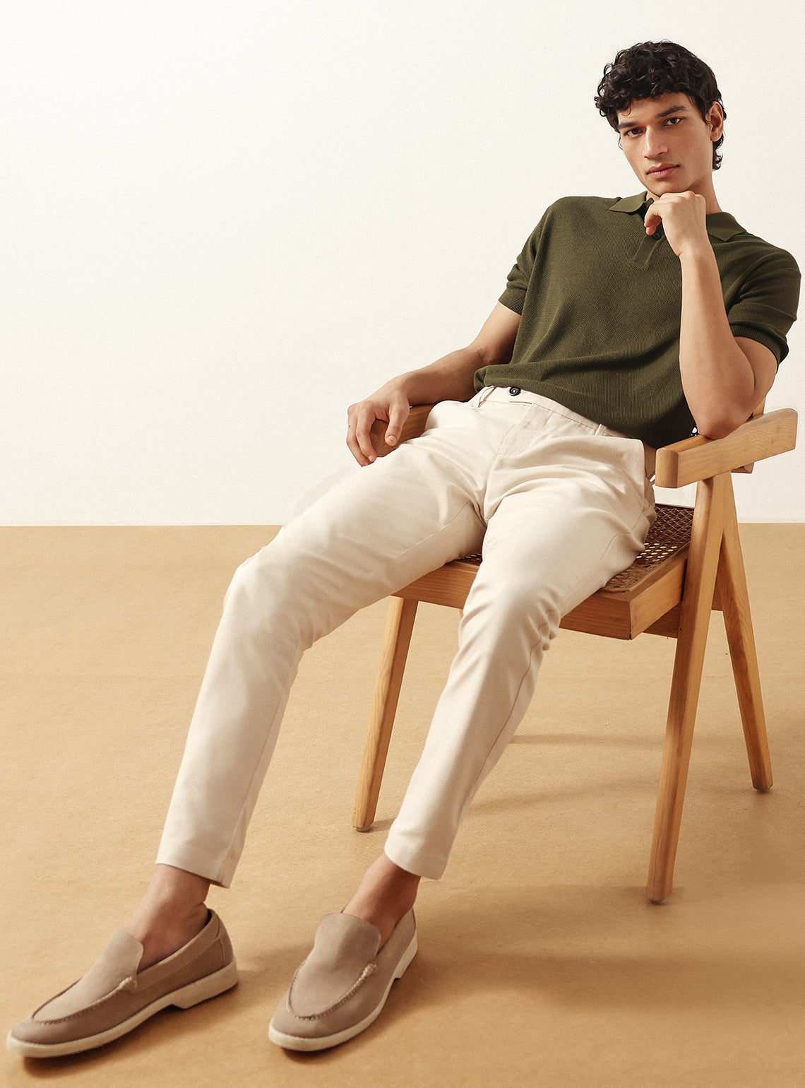 Bronze Olive Cotton Viscose Knit Polo