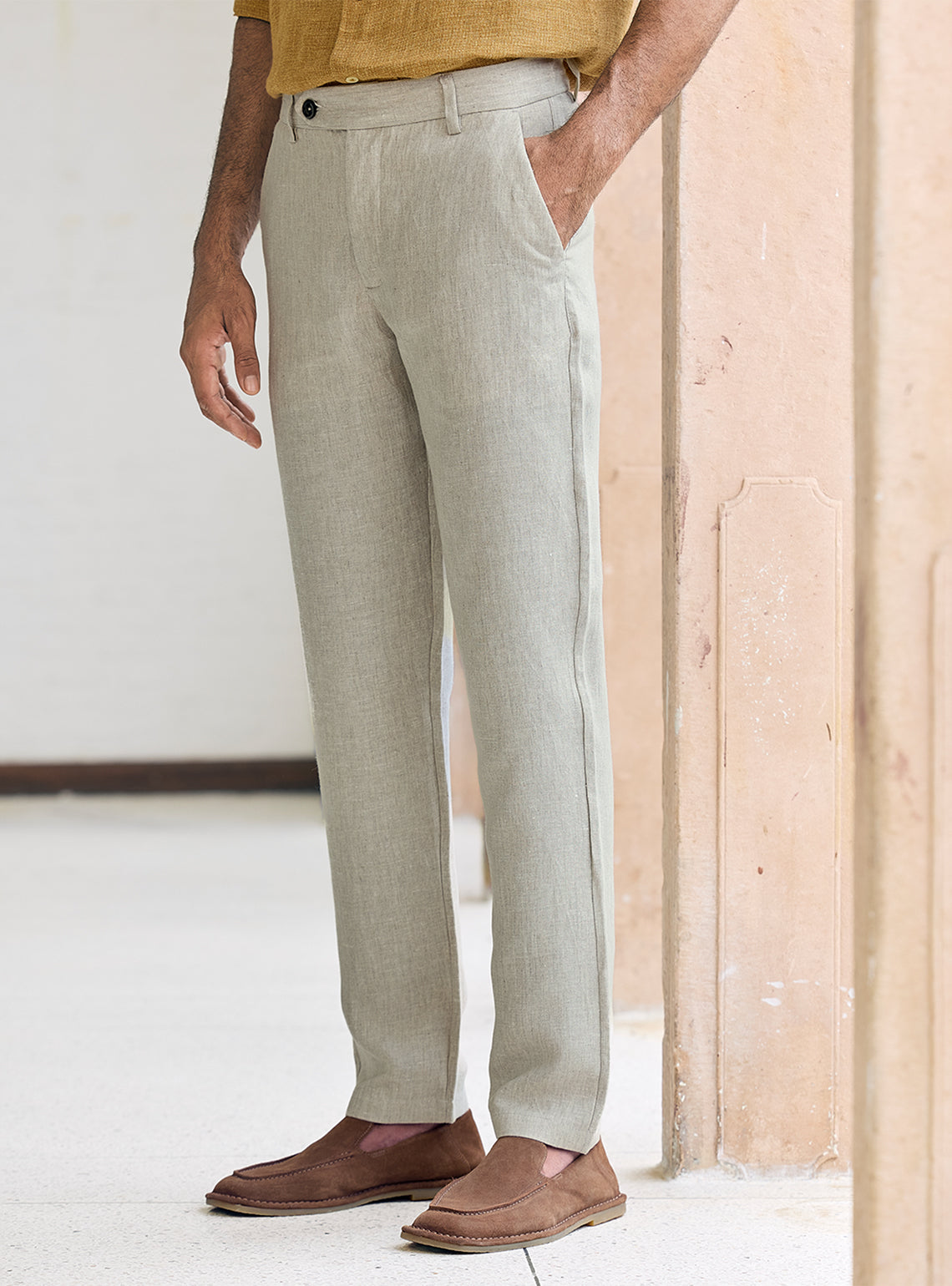 Khaki European Linen Pants