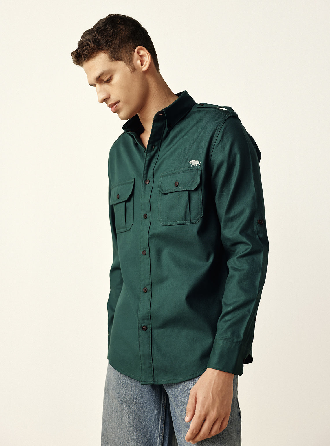 Field Olive Cotton Twill Utility Shirt