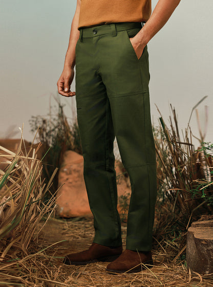 Trail Green Herringbone Utility Trouser