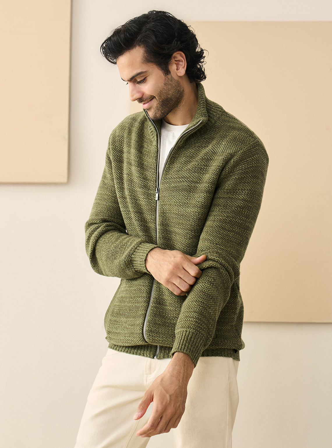 Forest Olive Cotton Melange Jacket