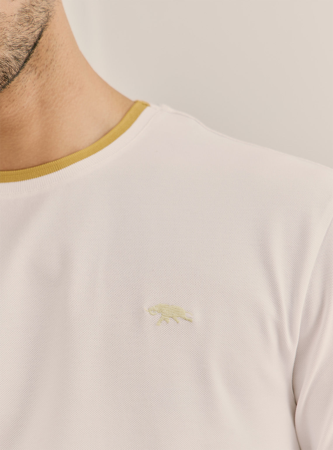 Pristine White Cotton Stretch Crewneck