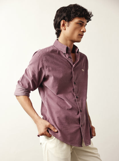 Mauve Pink Cotton Tencel Corduroy Shirt