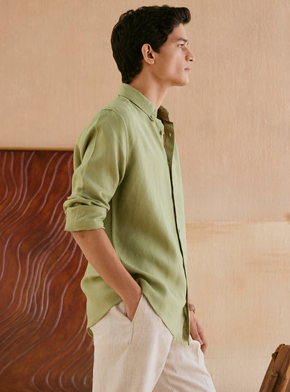 Avocado Green Linen Shirt