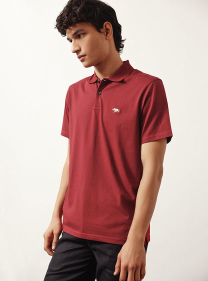 Sanguine Maroon Cotton Polo