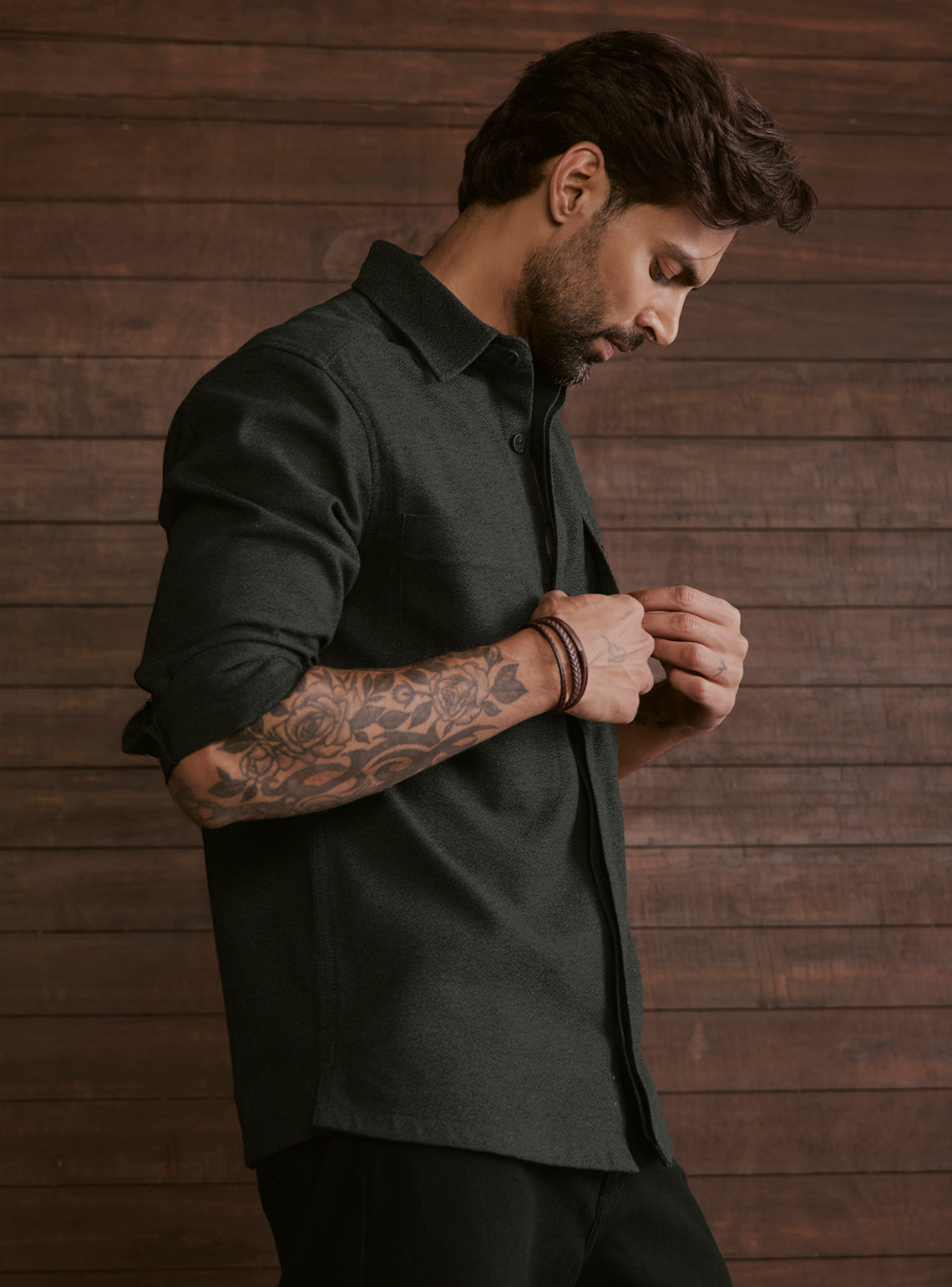 Wilderness Green Cotton Blend Overshirt