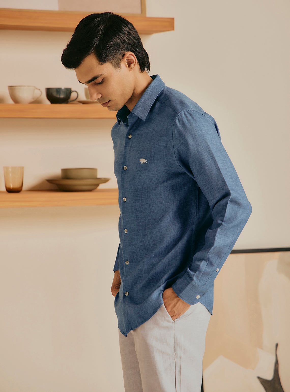 Ocean Blue Poly Rich Shirt